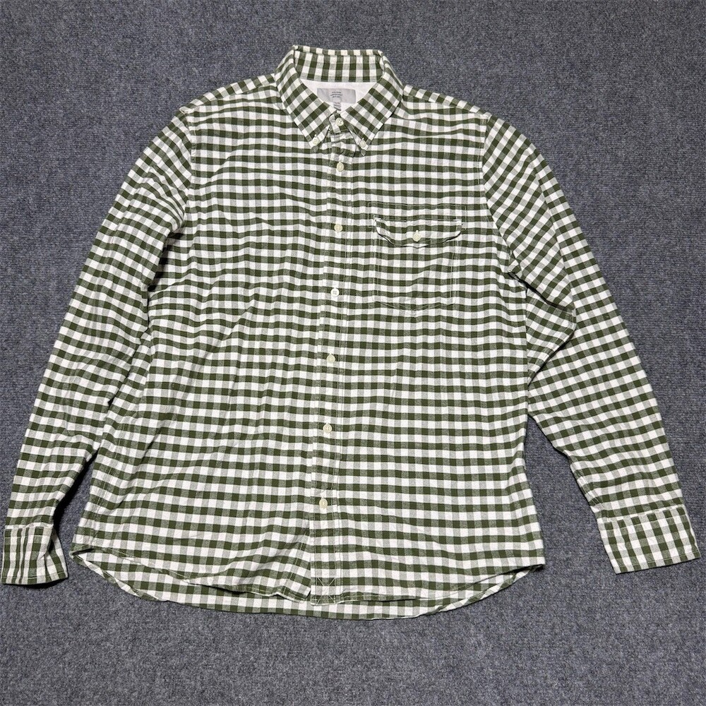 Jack Spade Shirt Men's XL Green & White Gingham Check Button-Down Long